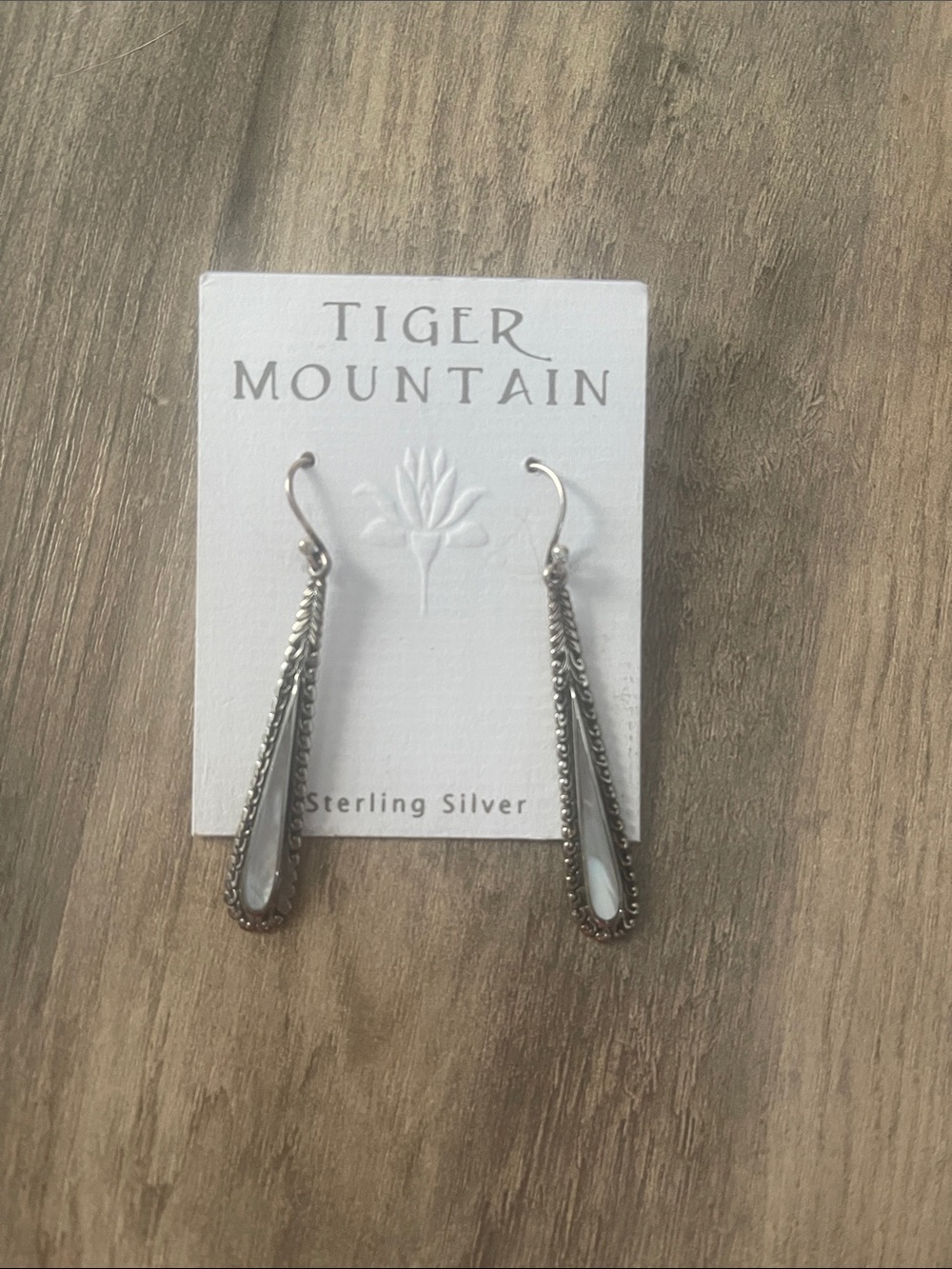 Sterling Silver White Teardrop Dangle Earrings